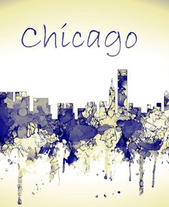 Chicago Illinois Skyline-Harsh Blue Yellow