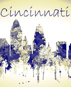 Cincinnati Ohio Skyline-Harsh Blue Yellow
