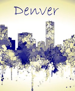 Denver Colorado Skyline-Harsh Blue Yellow
