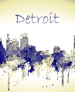 Detroit Michigan Skyline-Harsh Blue Yellow