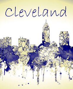Cleveland Ohio Skyline-Harsh Blue Yellow