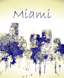 Miami Florida Skyline-Harsh Blue Yellow