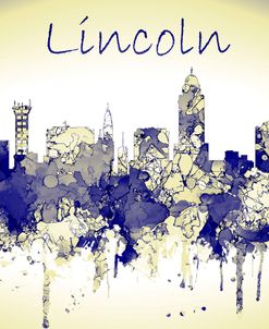 Lincoln Nebraska Skyline-Harsh Blue Yellow