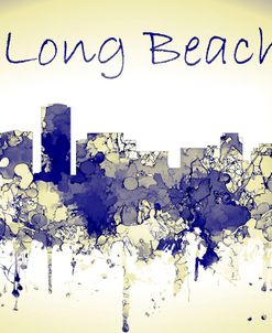 Long Beach California Skyline-Harsh Blue Yellow