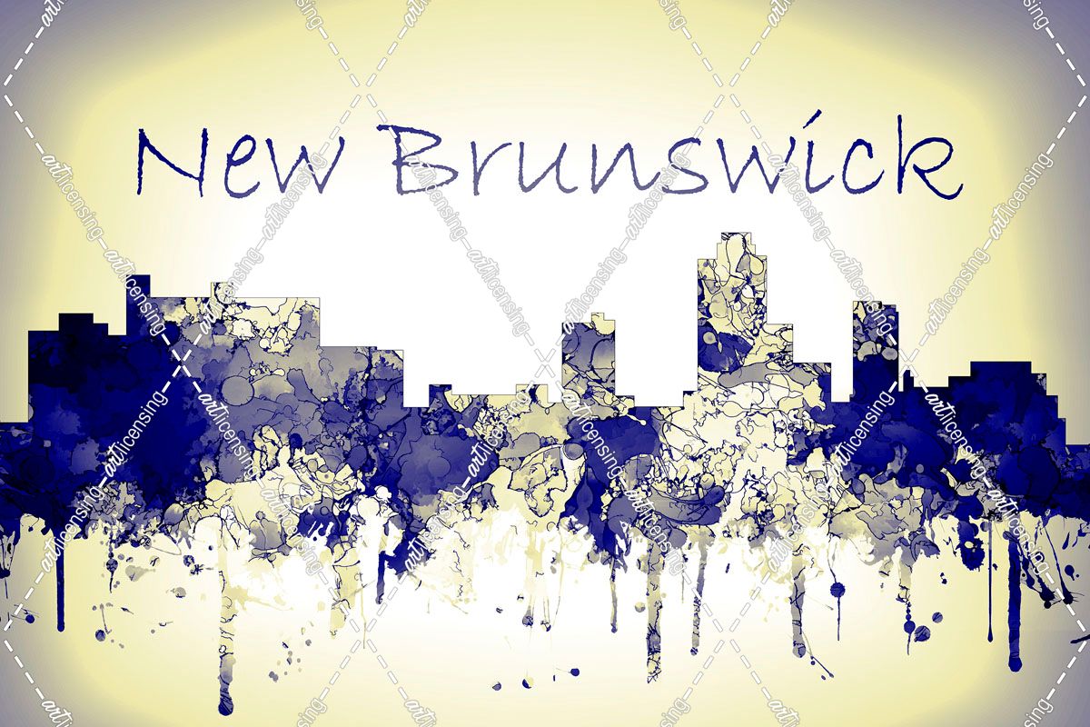 New Brunswick New Jersey Skyline-Harsh Blue Yellow