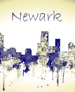 Newark New Jersey Skyline-Harsh Blue Yellow