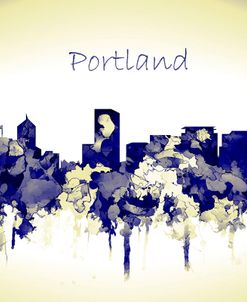 Portland Oregon Skyline-Harsh Blue Yellow