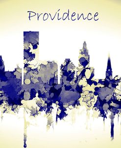 Providence Rhode Island Skyline-Harsh Blue Yellow