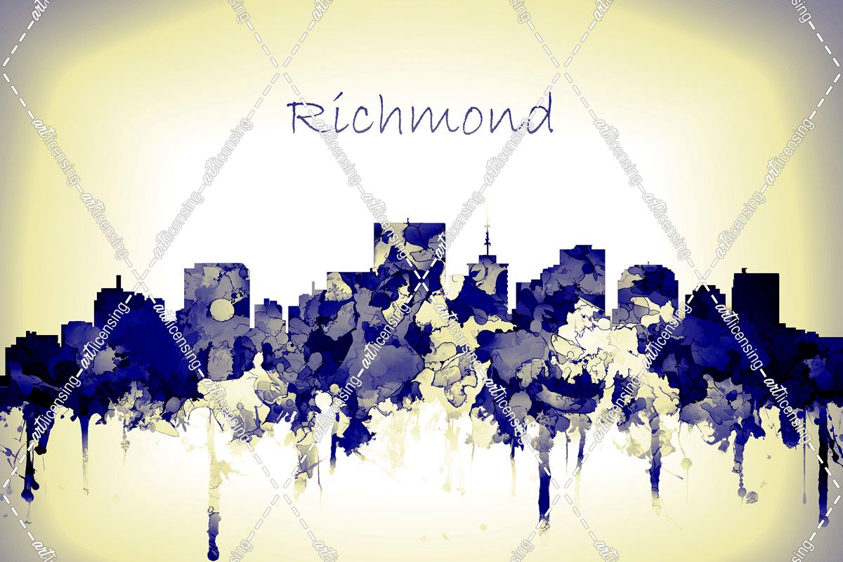 Richmond Virginia Skyline-Harsh Blue Yellow