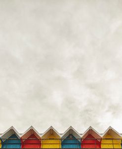 Grey skies over Whitby Beach Huts