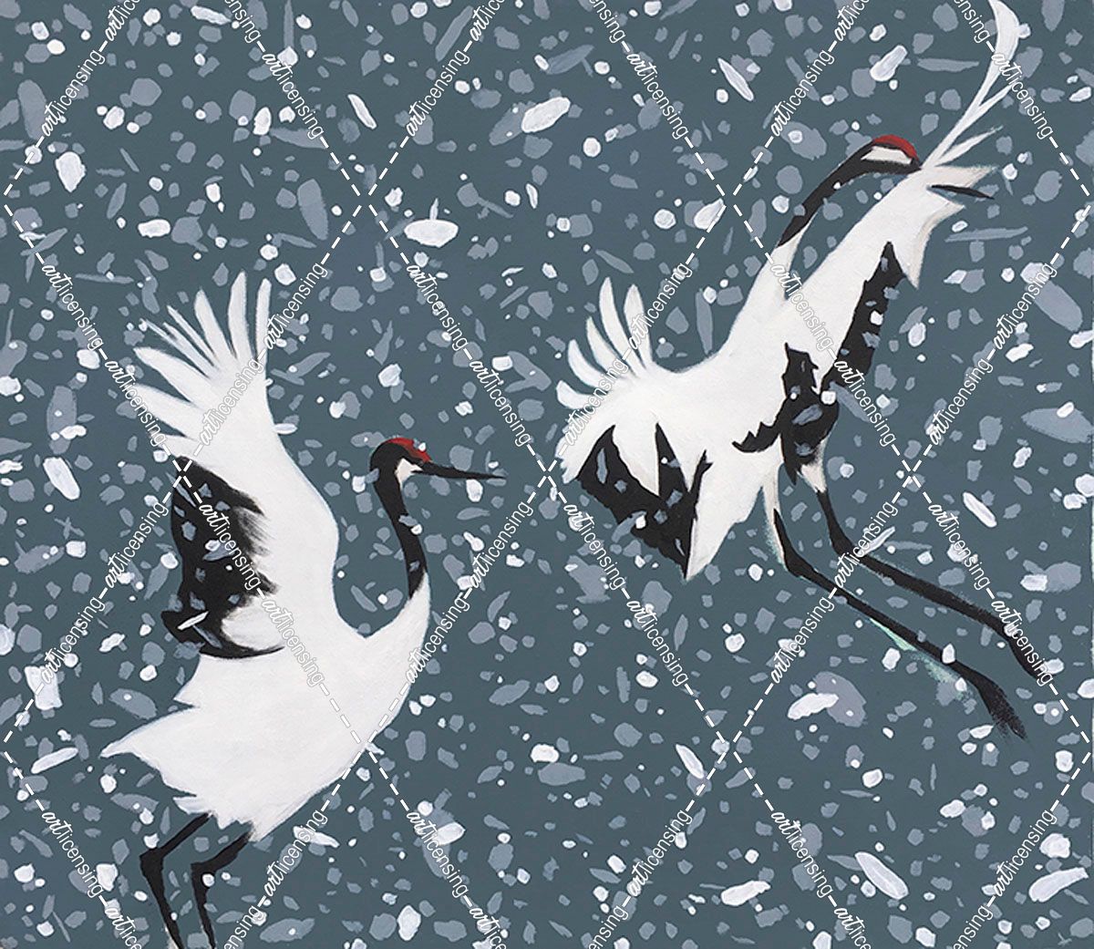 Japanese Cranes in Snow