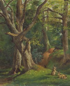 Woodland Scene With Rabbits – Sir Hubert Von Herkomer