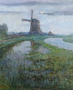 Oostzijdse Mill Along The River Gein by Moonlight – Piet Mondrian