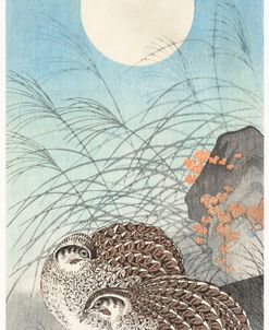 Two Quails At Full Moon – Ohara Koson