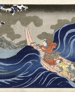 Nichiren Conjures The Waves At Kakuda During His Exile To Sado – Utagawa Kuniyoshi