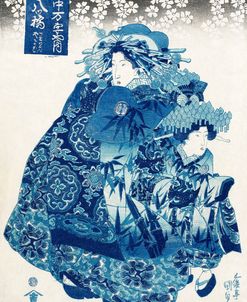 Yatsuhashi Of The Naka-Manjiya, Kamuro Wakaba And Yayoi – Utagawa Kunisada