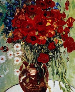 Vase Avec Marguerites At Coquelicot