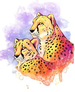 Watercolor Safari- Cheetahs