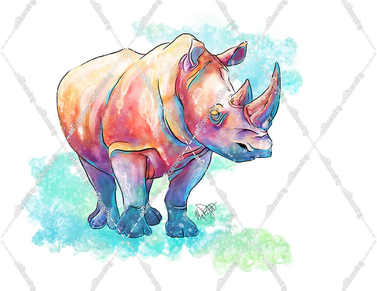 Watercolor Safari- Rhino