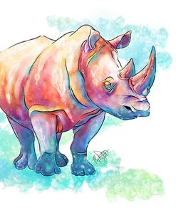 Watercolor Safari- Rhino