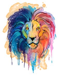 Watercolor Safari- Rainbow Lion