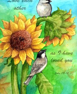 Sunflower and Chickadee