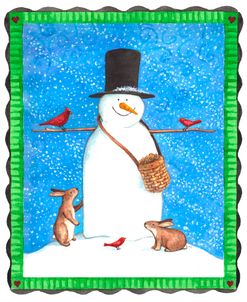 snowman black hat heart border