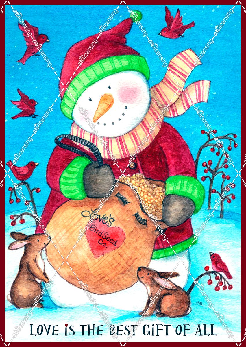 loves bird seeds nowman with border