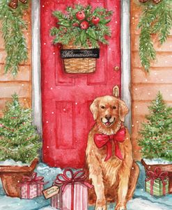 Golden At Christmas Door