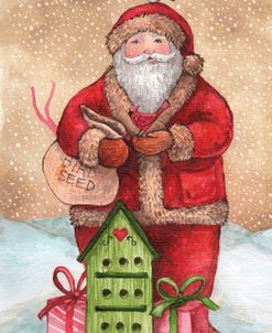Santa with Birdhouse and Presents