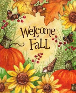 Welcome Fall Pumpkins And Leaves