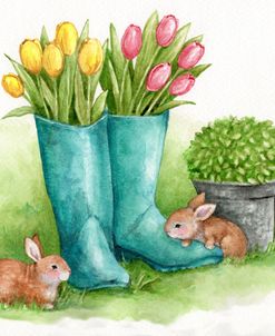 Bunnies and Boots Spring Tulips