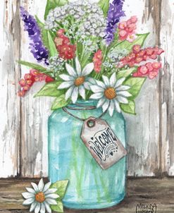 Welcome Friends Mason Jar of Daisies