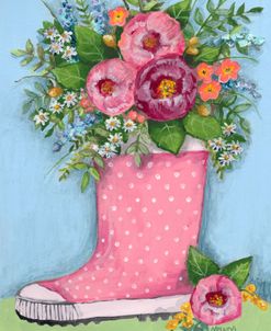 Boot and Flowers Spring Pink