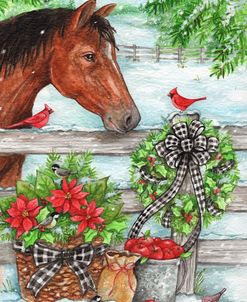 Christmas Horse and Birds Large