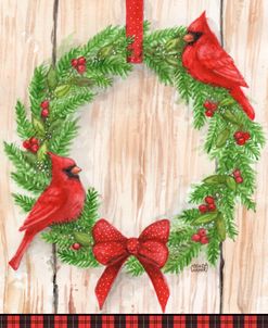 Cardinal Wreath With Plaid