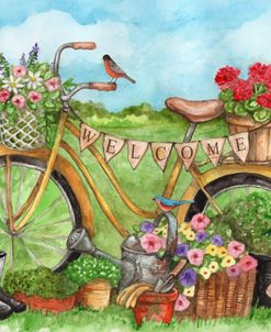 Bike With Flowers and Birds Welcome Spring