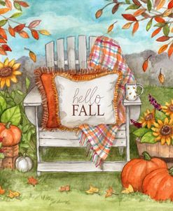 Hello Fall Chair With Pumpkins