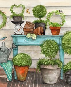 Potted Plants With Birds and Butterflies