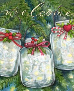 Mason Jars With Peace Joy Hope Welcome