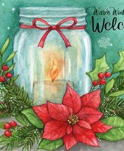 Mason Jar Candle Christmas Poinsettia Warm Welcome