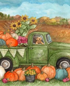 Green Truck In Fall