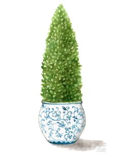 Topiary Pyramid In Blue Chinoiserie Vase
