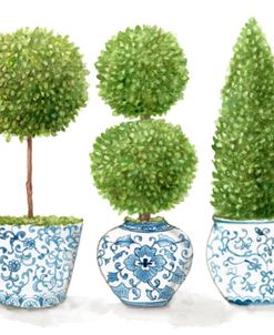 Topiary Trio In Blue Chinoiserie