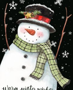 Whimsical Country Snowman With Snowflakes