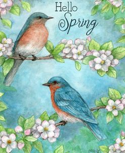 Spring Blossoms Hello Spring Two Bluebirds