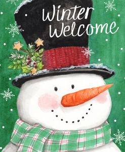 Green Snowman Winter Welcome