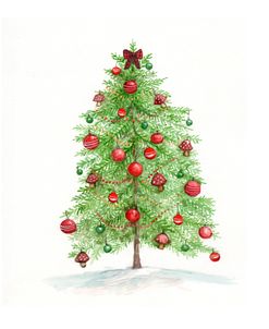 Christmas Tree Whimsical With Mushrooms