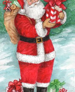 Santa With Presents In The Winter Woods