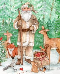 Woodland Santa Clause With Animals In The Winter